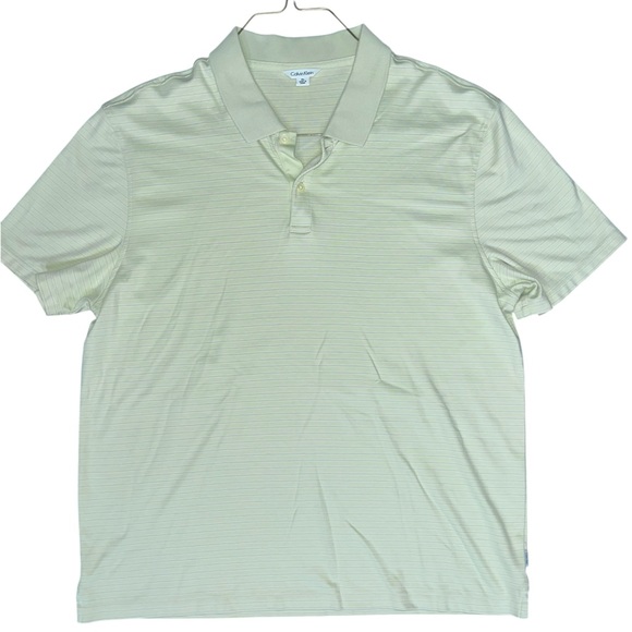 Calvin Klein Light Green Striped Polo - Picture 1 of 5